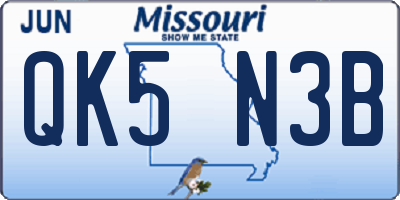 MO license plate QK5N3B