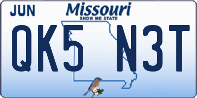 MO license plate QK5N3T
