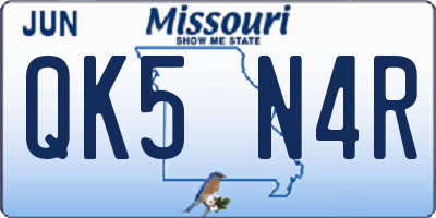 MO license plate QK5N4R