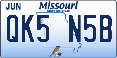 MO license plate QK5N5B