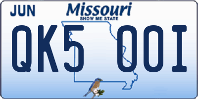 MO license plate QK5O0I