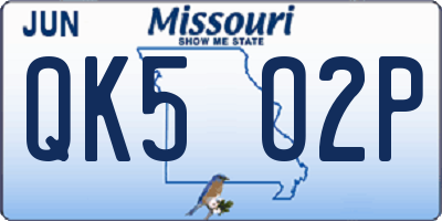 MO license plate QK5O2P