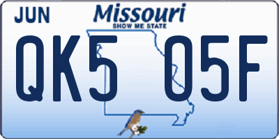 MO license plate QK5O5F