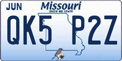 MO license plate QK5P2Z