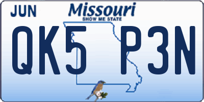 MO license plate QK5P3N