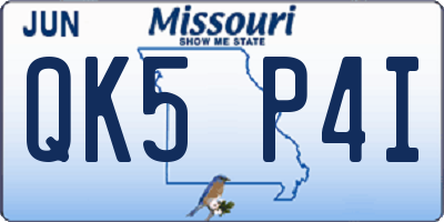 MO license plate QK5P4I