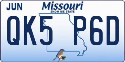 MO license plate QK5P6D
