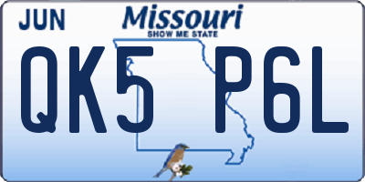 MO license plate QK5P6L