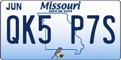 MO license plate QK5P7S