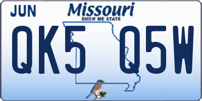MO license plate QK5Q5W