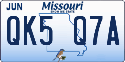 MO license plate QK5Q7A