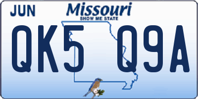 MO license plate QK5Q9A