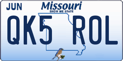 MO license plate QK5R0L