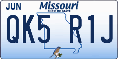 MO license plate QK5R1J