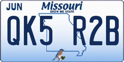 MO license plate QK5R2B