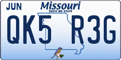 MO license plate QK5R3G