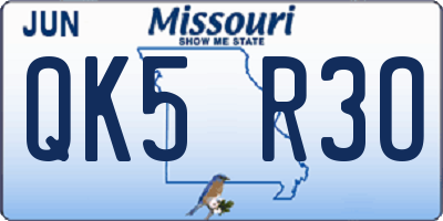 MO license plate QK5R3O