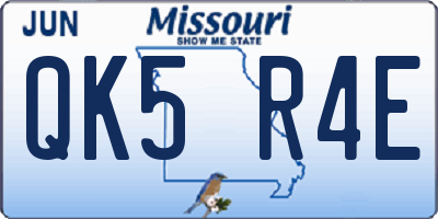 MO license plate QK5R4E