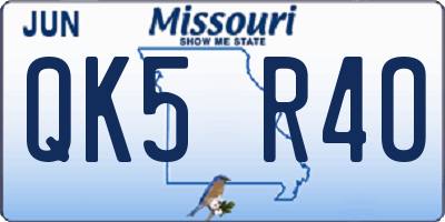 MO license plate QK5R4O