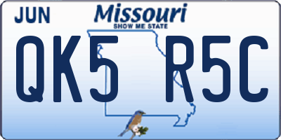 MO license plate QK5R5C