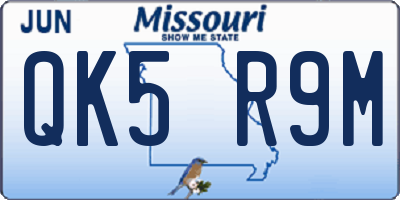 MO license plate QK5R9M