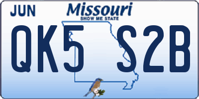 MO license plate QK5S2B