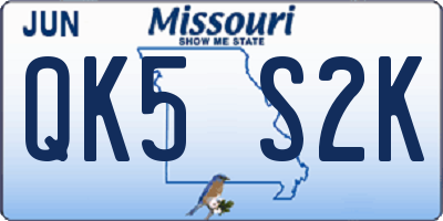 MO license plate QK5S2K