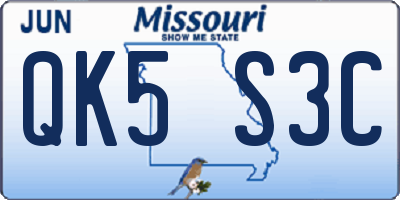 MO license plate QK5S3C