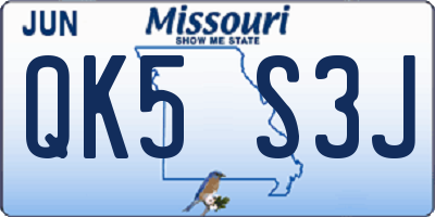MO license plate QK5S3J