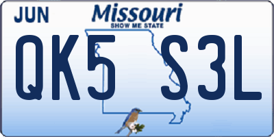 MO license plate QK5S3L