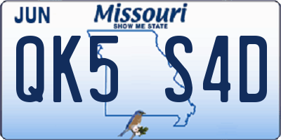 MO license plate QK5S4D