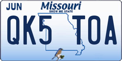 MO license plate QK5T0A