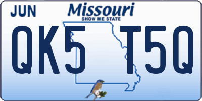 MO license plate QK5T5Q