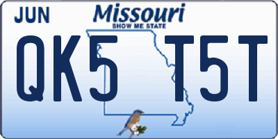 MO license plate QK5T5T