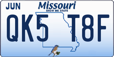 MO license plate QK5T8F