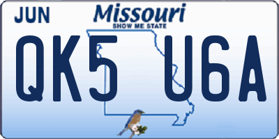 MO license plate QK5U6A