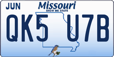 MO license plate QK5U7B