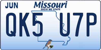 MO license plate QK5U7P