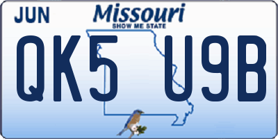 MO license plate QK5U9B