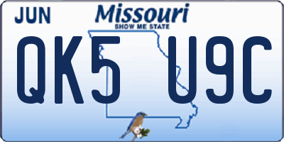 MO license plate QK5U9C