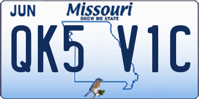 MO license plate QK5V1C