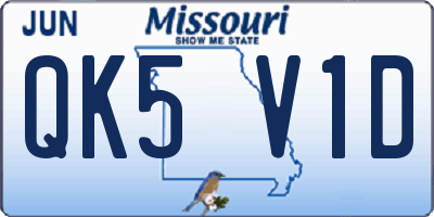 MO license plate QK5V1D