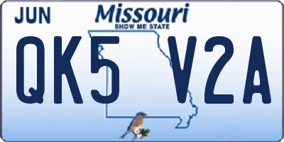 MO license plate QK5V2A