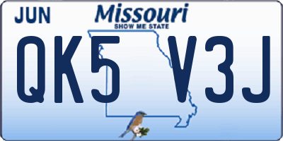 MO license plate QK5V3J