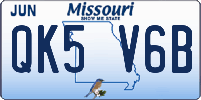 MO license plate QK5V6B
