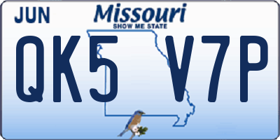 MO license plate QK5V7P