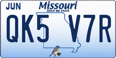 MO license plate QK5V7R