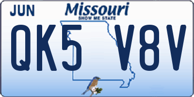 MO license plate QK5V8V