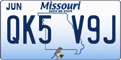 MO license plate QK5V9J