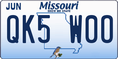 MO license plate QK5W0O